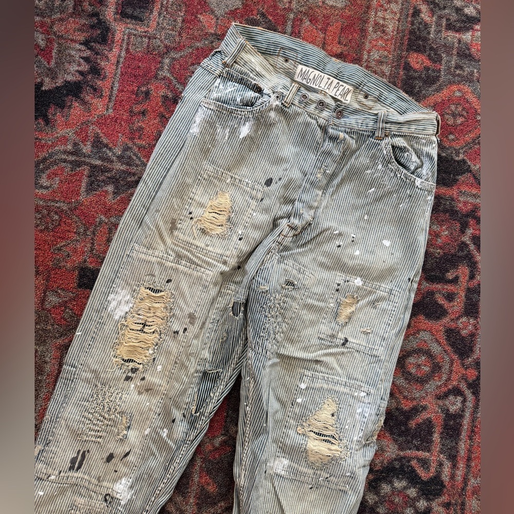 Magnolia Pearl Striped painted denim